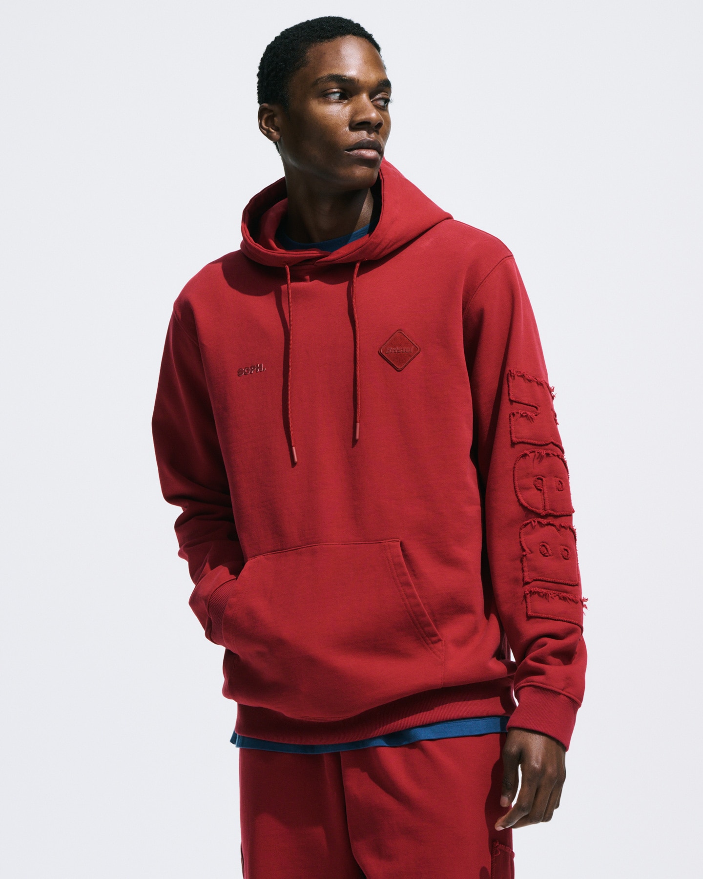 SOPH. | CUT-OFF LOGO SWEAT HOODIE(M BLACK):