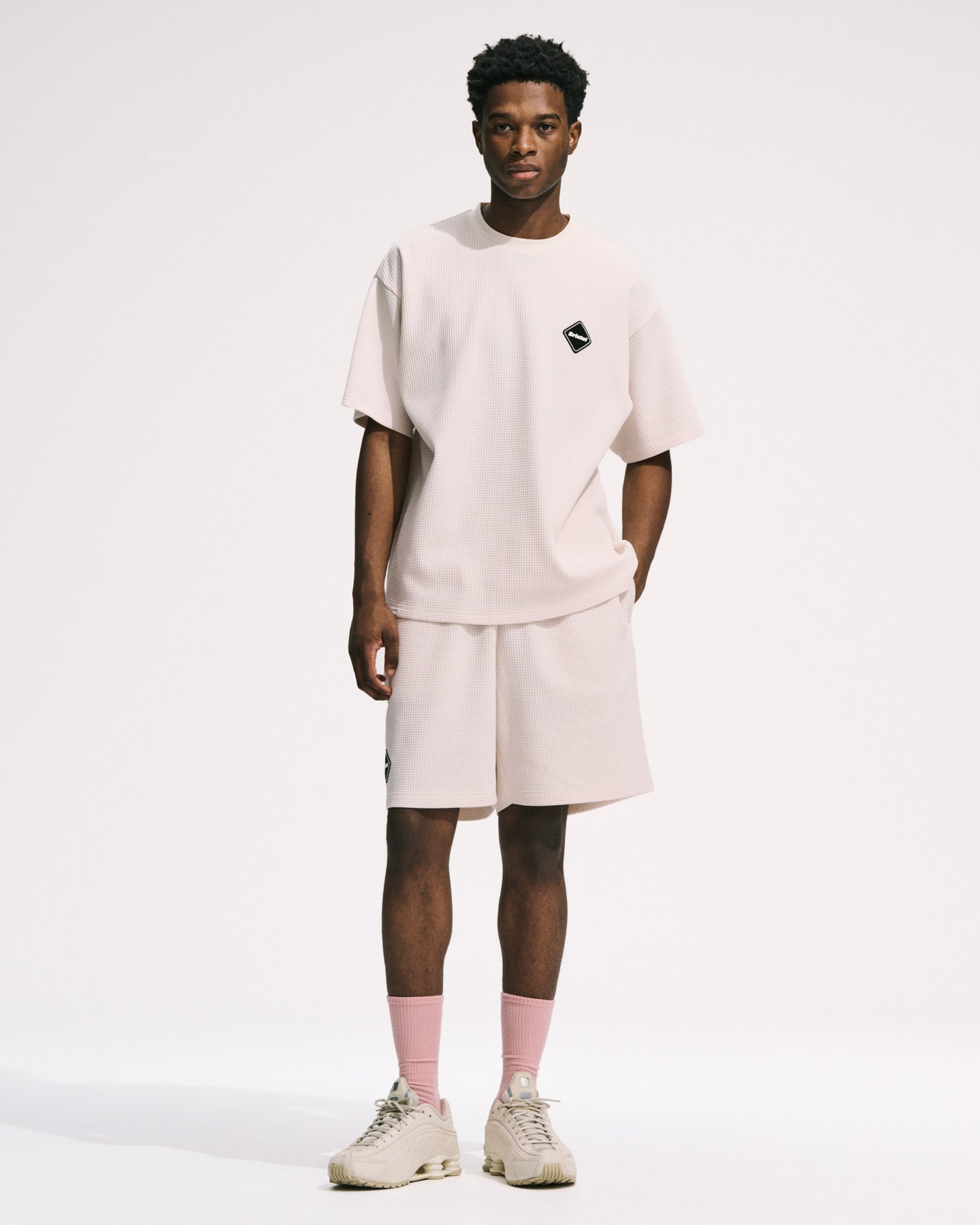 極美品 FCRB TECH WAFFLE LOUNGE TOP&SHORTS SOPH. | TECH WAFFLE LOUNGE S/S TOP(M OFF WHITE):