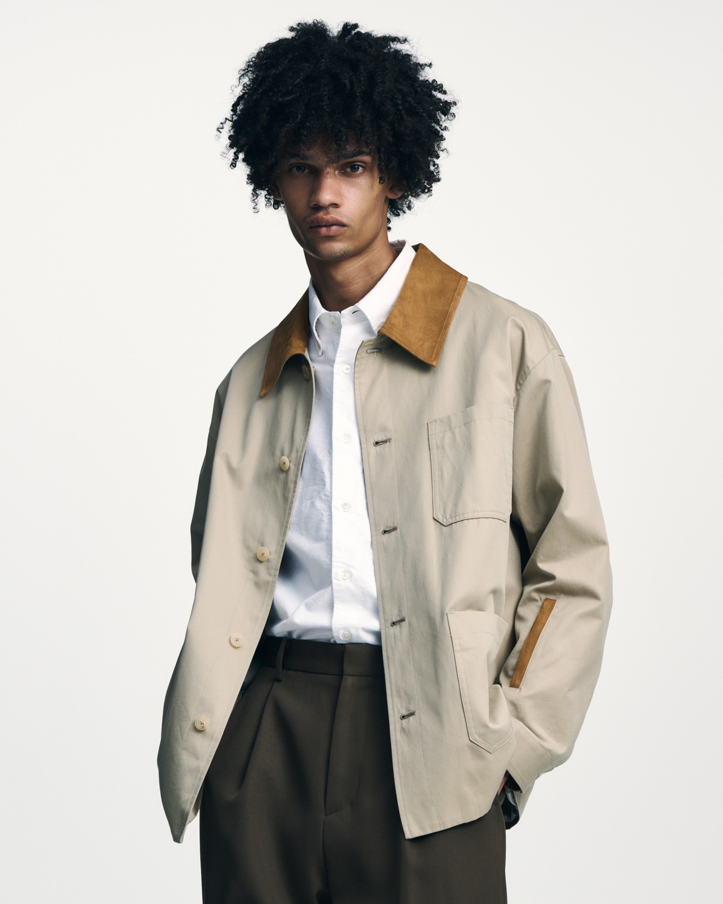 SOPH. | LEATHER COLLAR COVERALL(2 (M) BEIGE):