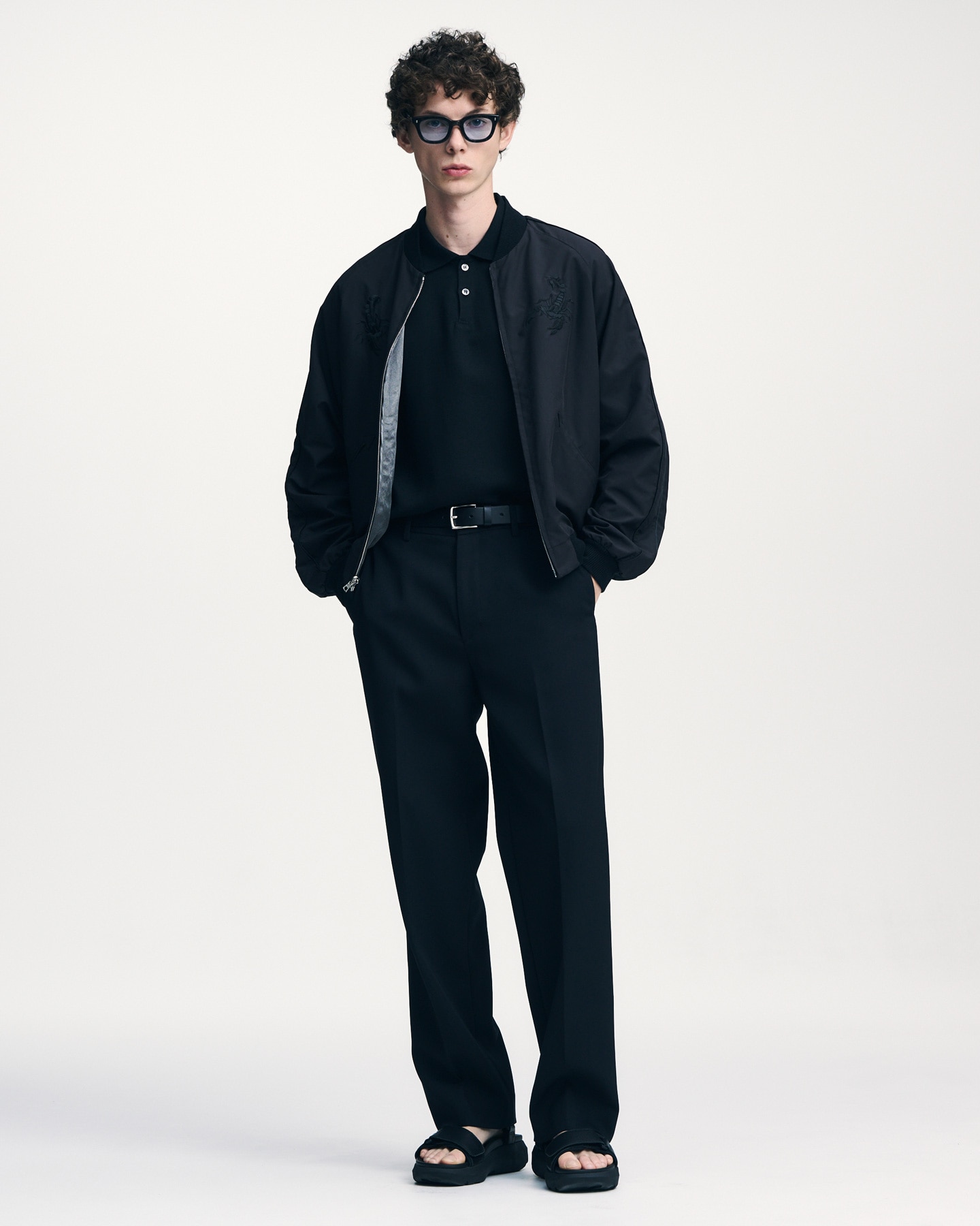 SOPH. | LINEN MESH OVERSIZED POLO(2 (M) BLACK):