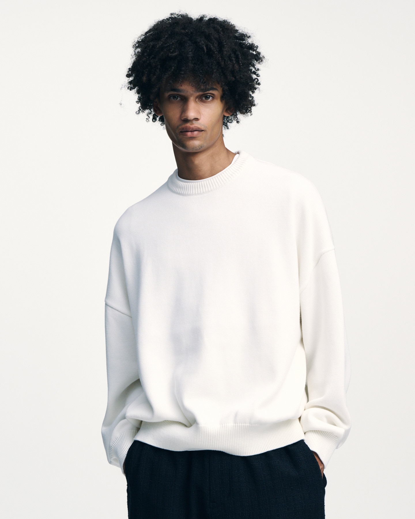 SOPH. | COTTON SILK EMBROIDERY KNIT(2 (M) BLACK):