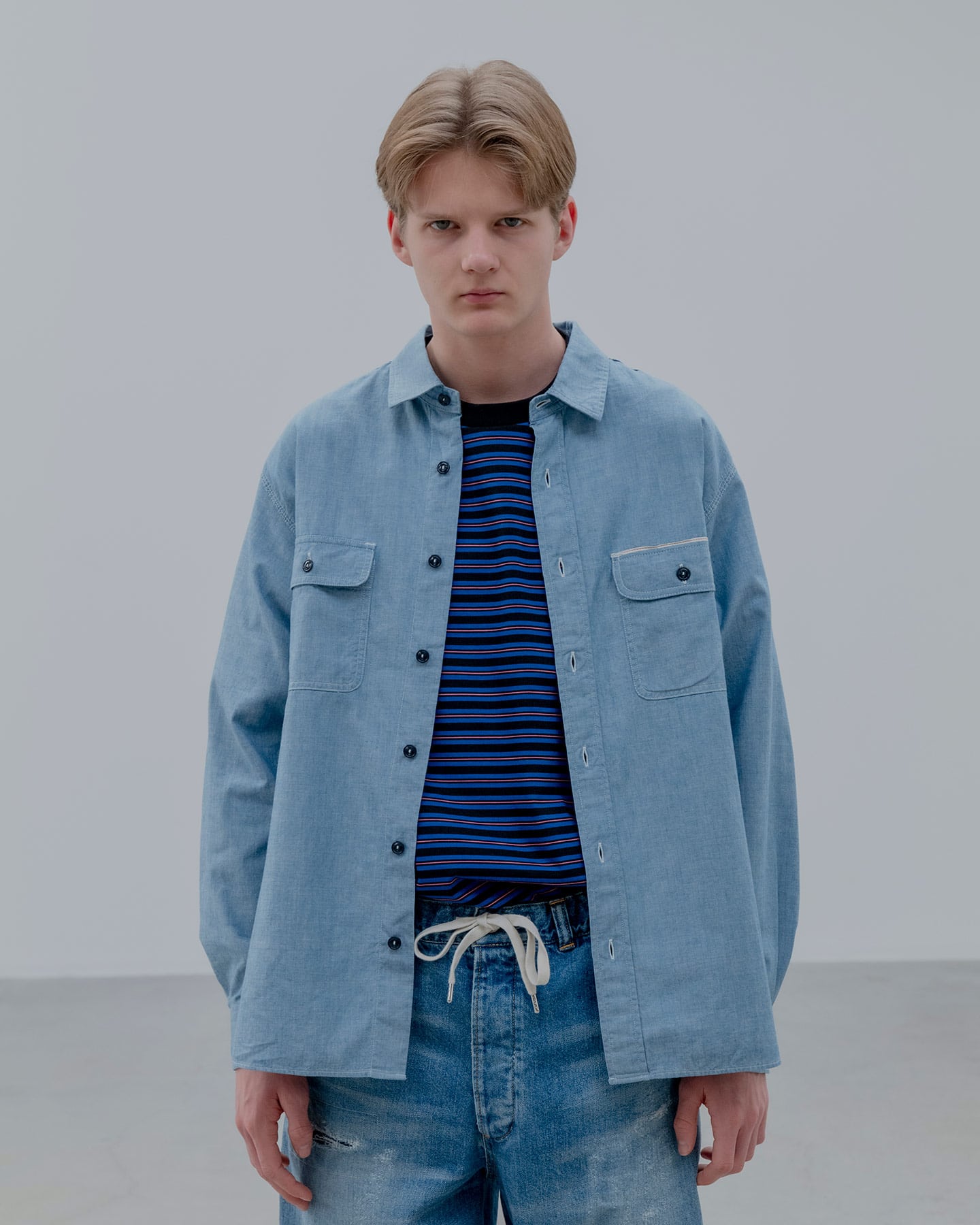 SOPH. | WASHED CHAMBRAY SHIRT(2 (M) LIGHT INDIGO):