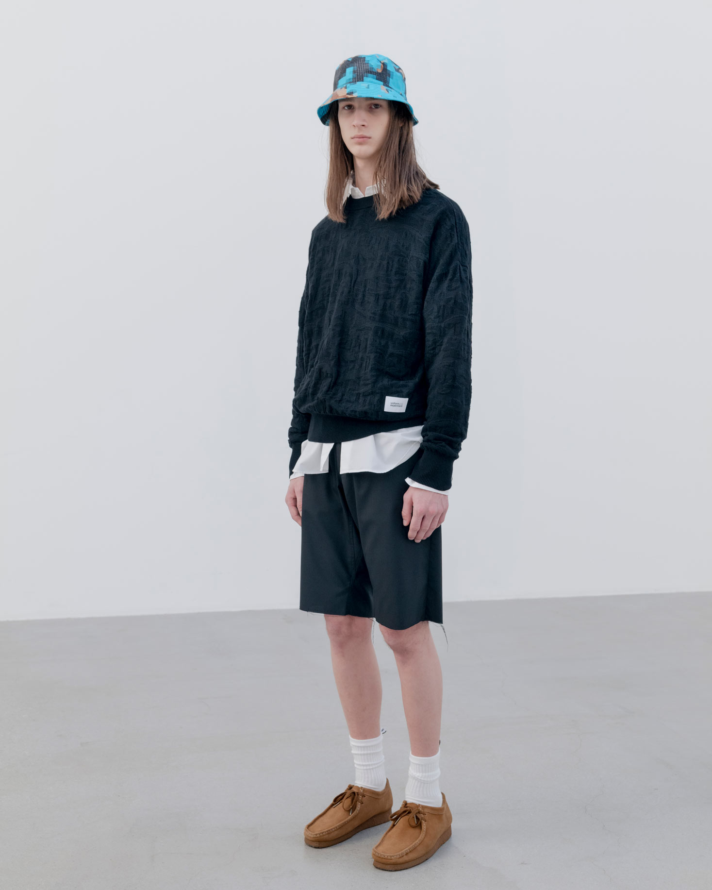 SOPH. | STRETCH WOOL CUT-OFF SHORTS(1 (S) A (BLACK STRIPE)):
