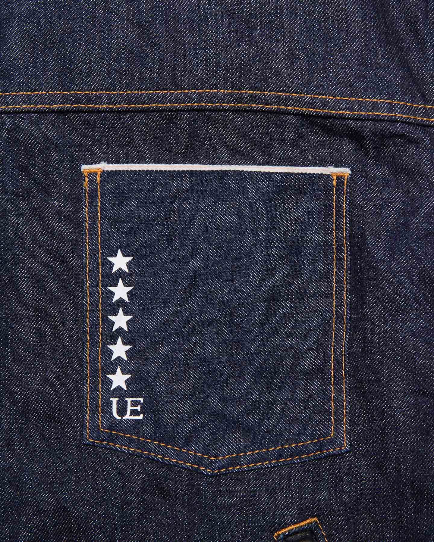 SOPH. | LEATHER ASSEMBLED DENIM TRUCKER JACKET(3 (L) INDIGO):