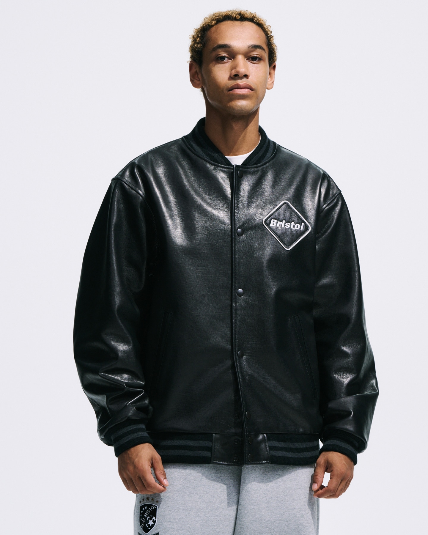 SOPH. | LEATHER TEAM VARSITY BLOUSON(M BLACK):