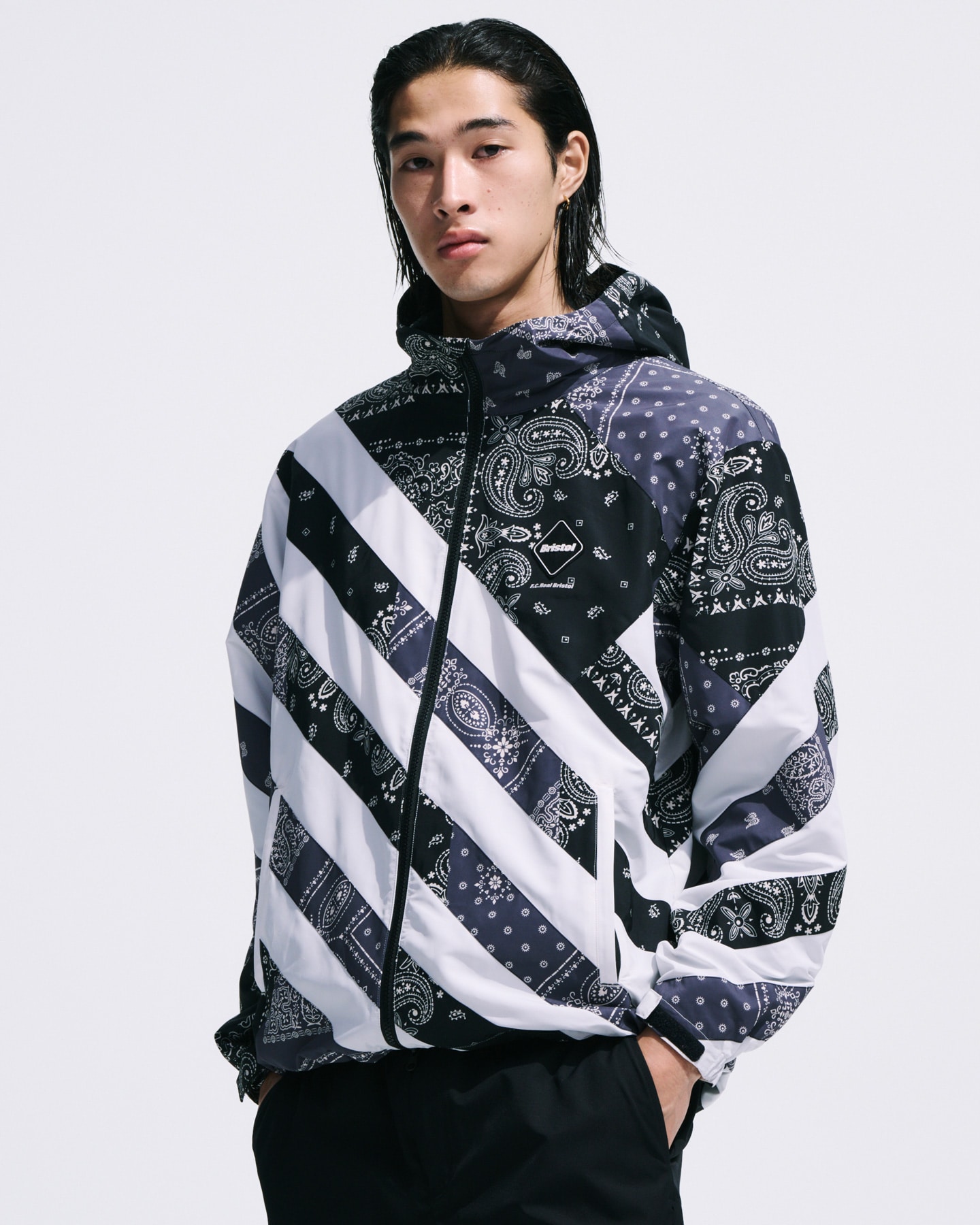 SOPH. | PATCHWORK STRIPE PRACTICE JACKET(M BLACK):