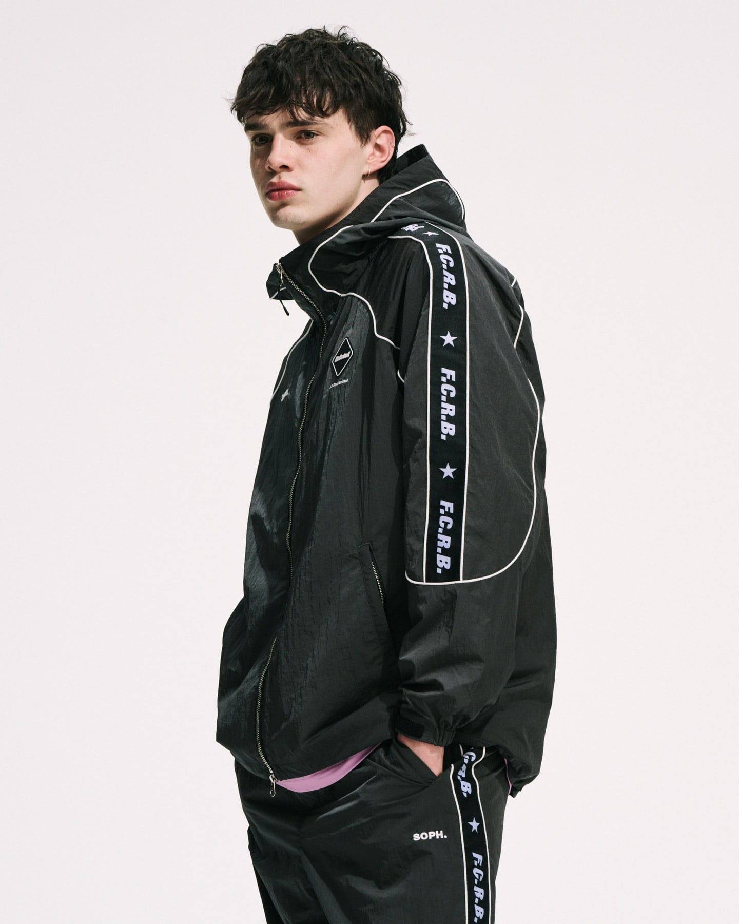 SOPH. | NYLON CHAMBRAY PRACTICE HOODED JACKET(M CHARCOAL GRAY):
