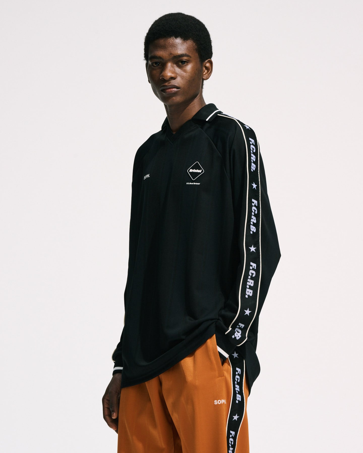 SOPH. | SHADOW WEAVE STRIPE L/S TOP(XL CHARCOAL GRAY):
