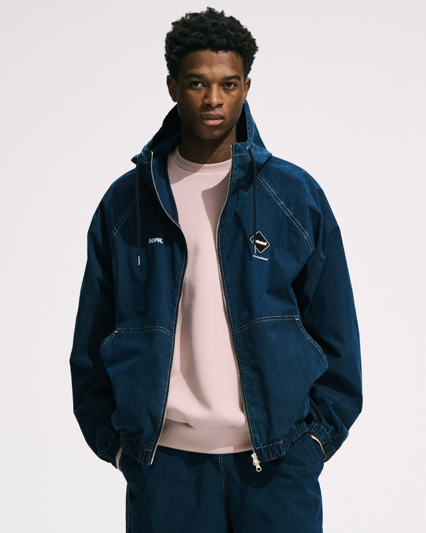 FCRB フーデット ブルゾン S SOPH. | WASHED CRISP DENIM HOODED BLOUSON(M BLACK):