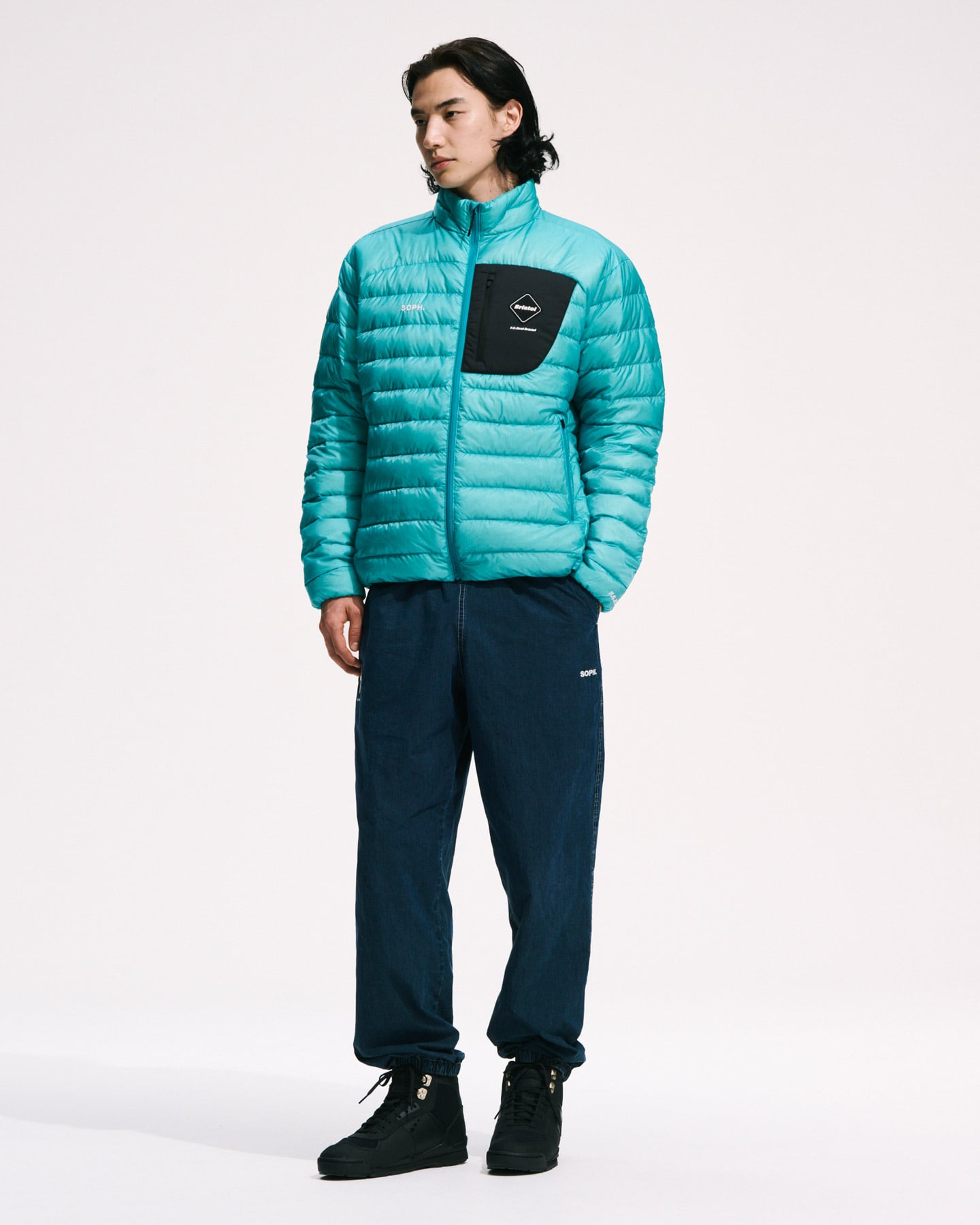 SOPH. | WASHED CRISP DENIM TRACK PANTS(M INDIGO):