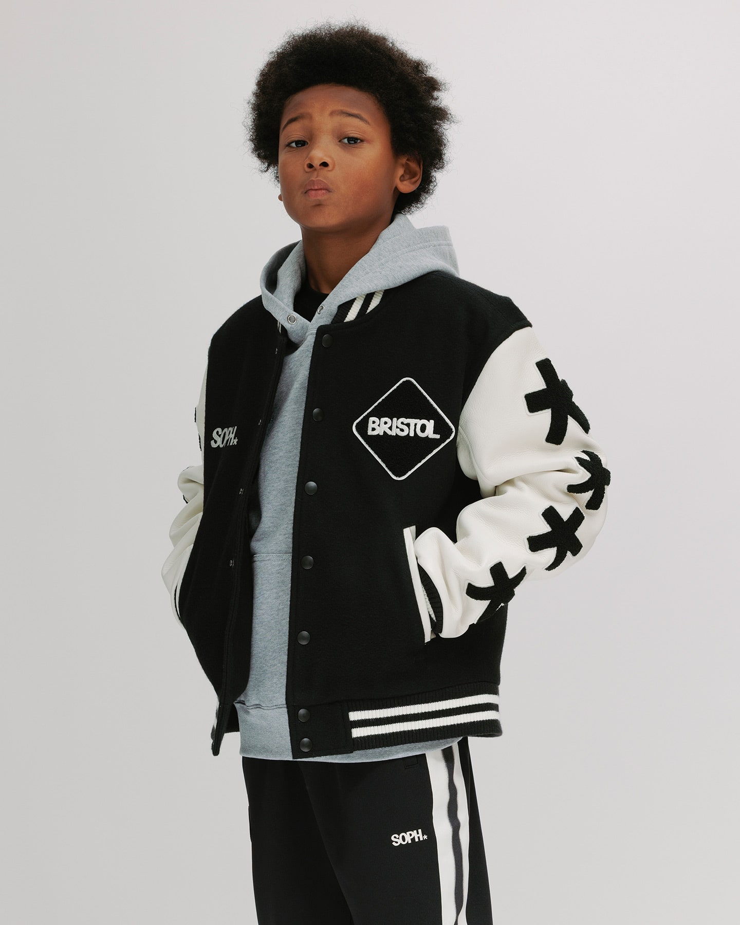 SOPH. | ERIC HAZE: VARSITY JACKET(L(140-150) BLACK):