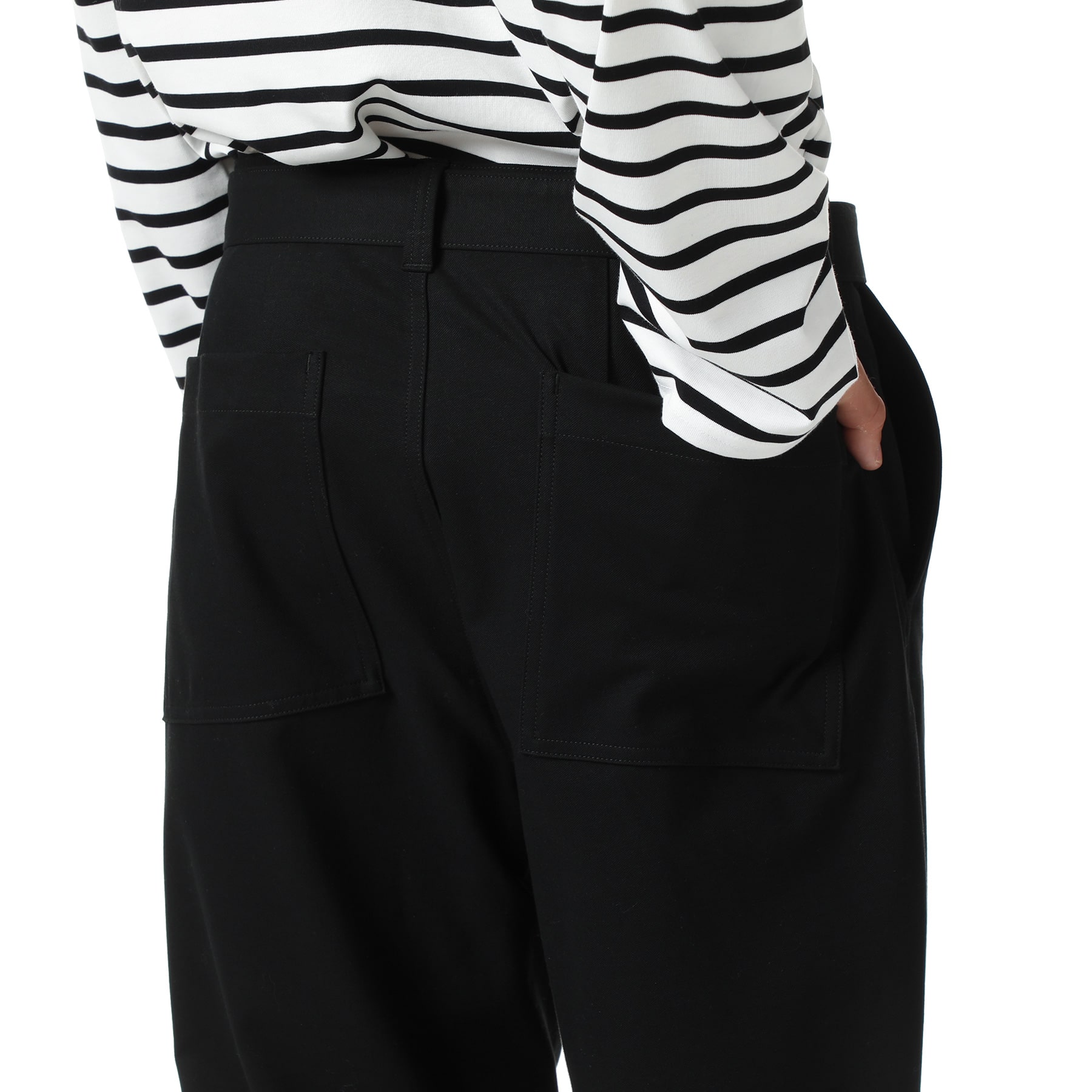 SOPH. | WIDE BELTED BAGGY TUCK TAPERED PANTS(M BLACK):