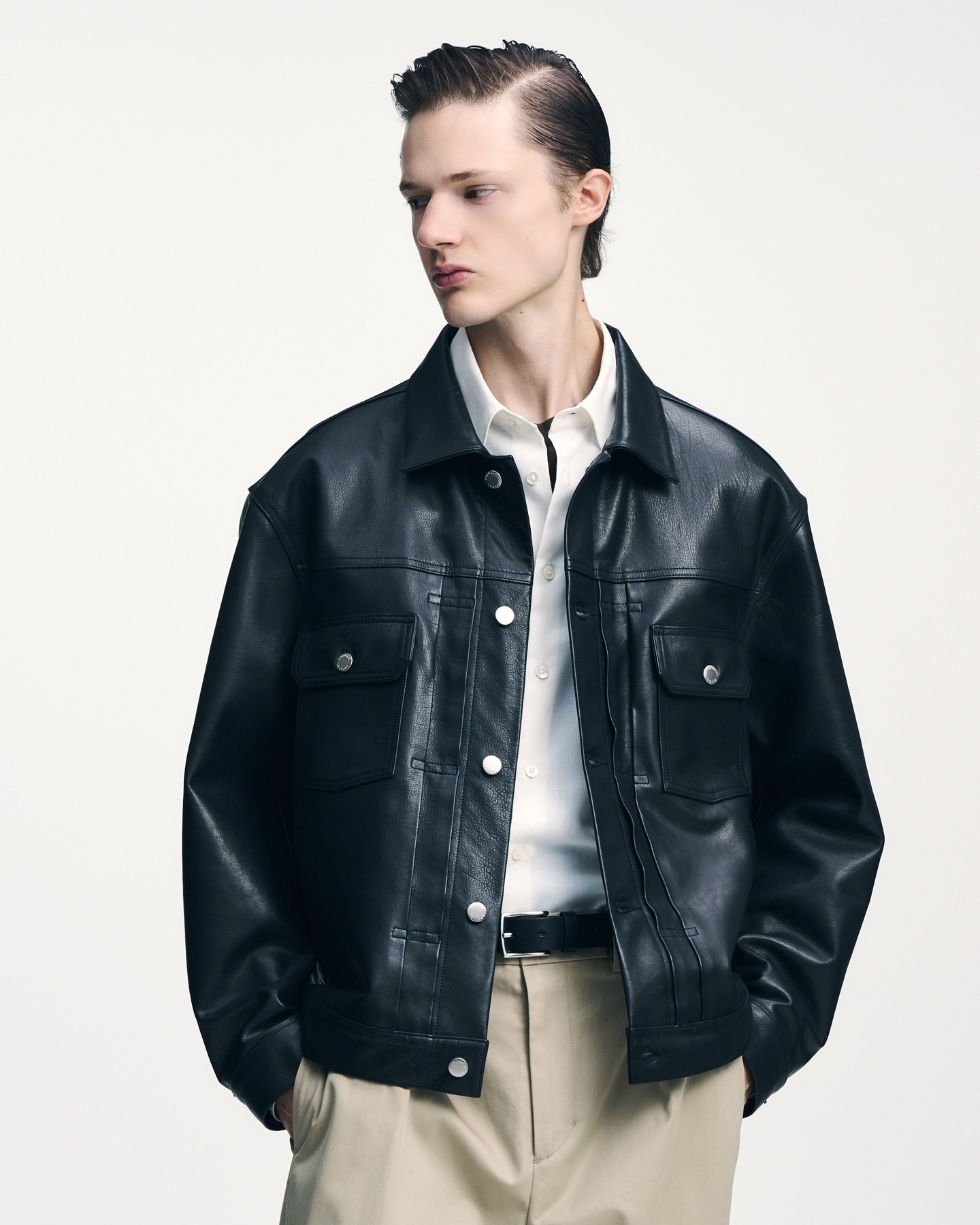 SOPH. | LEATHER TRUCKER JACKET(2 (M) BLACK):