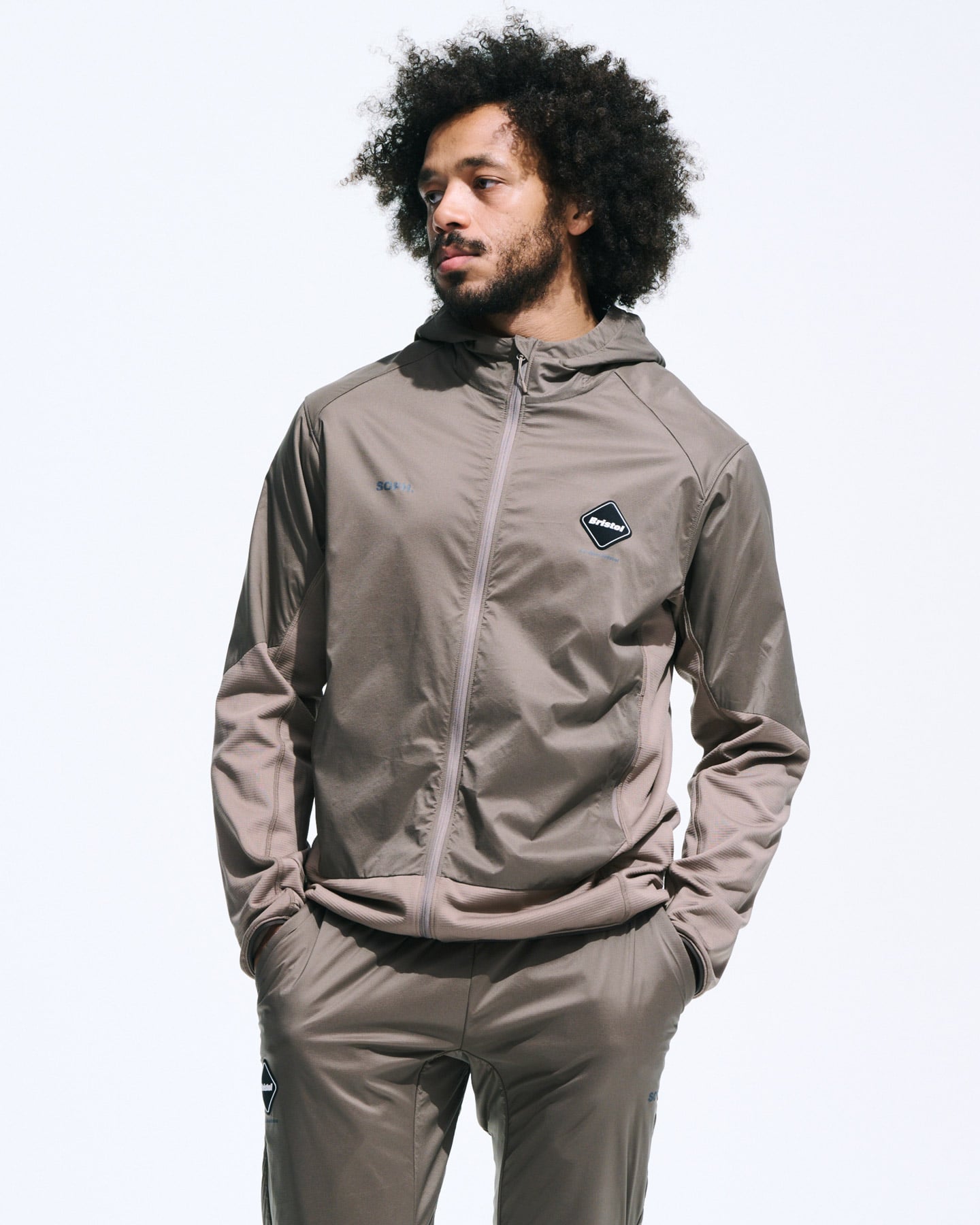 SOPH. | GRID FLEECE HYBRID HOODIE(M BEIGE):