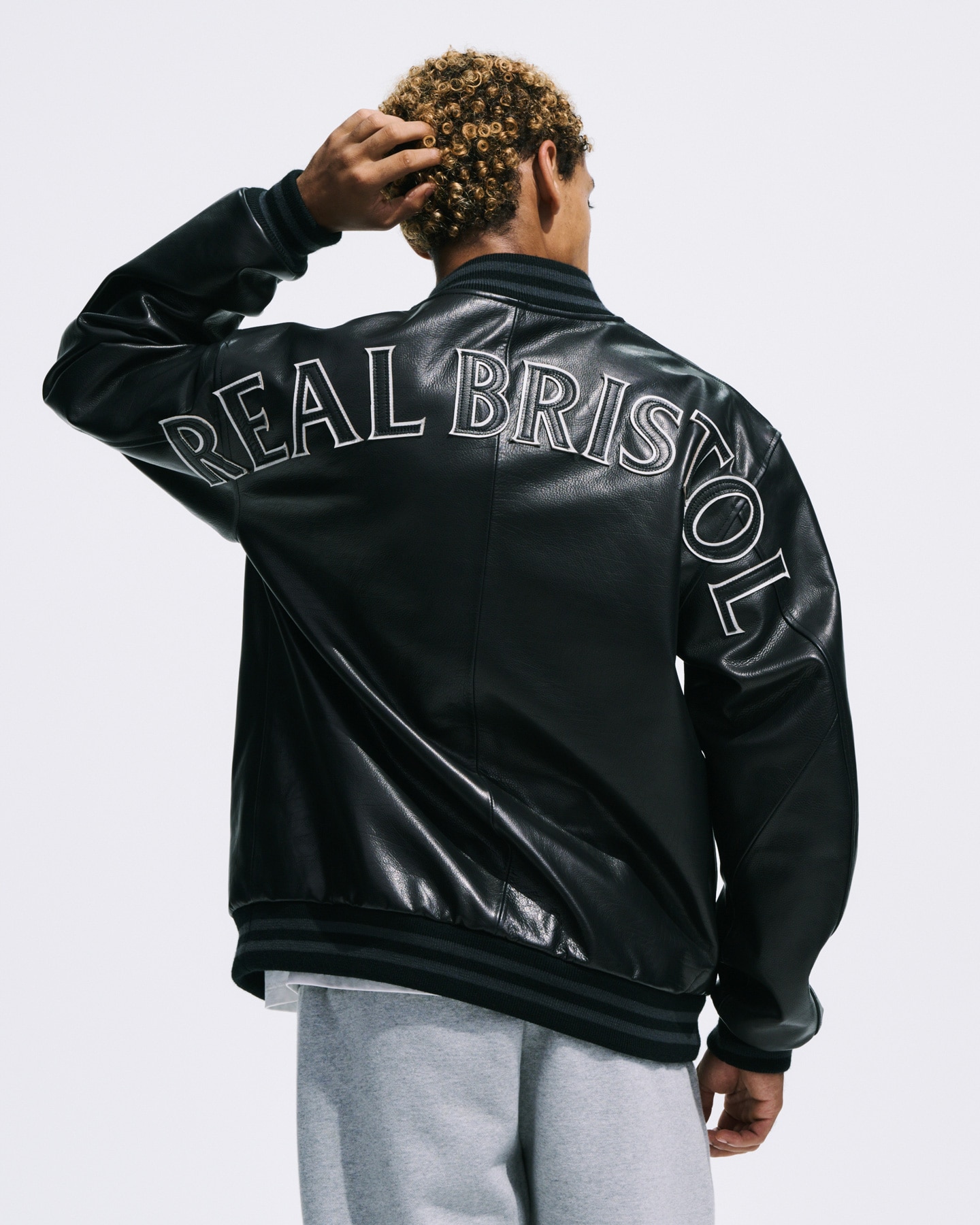 SOPH. | LEATHER TEAM VARSITY BLOUSON(M BLACK):