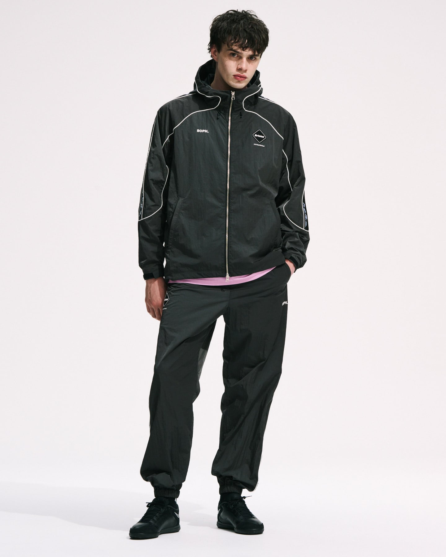 SOPH. | NYLON CHAMBRAY PRACTICE HOODED JACKET(M CHARCOAL GRAY):