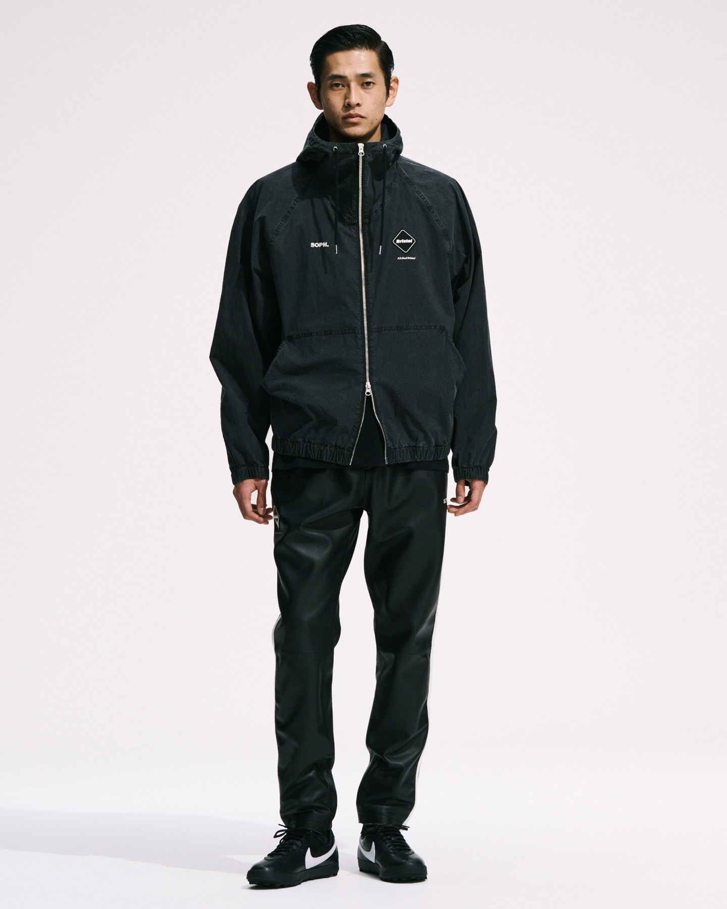 SOPH. | WASHED CRISP DENIM HOODED BLOUSON(M BLACK):