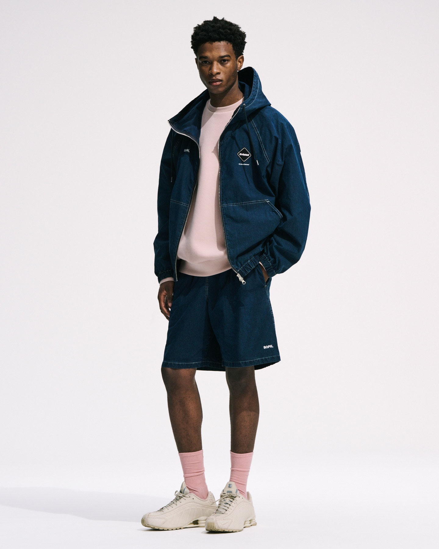 SOPH. | WASHED CRISP DENIM HOODED BLOUSON(M BLACK):
