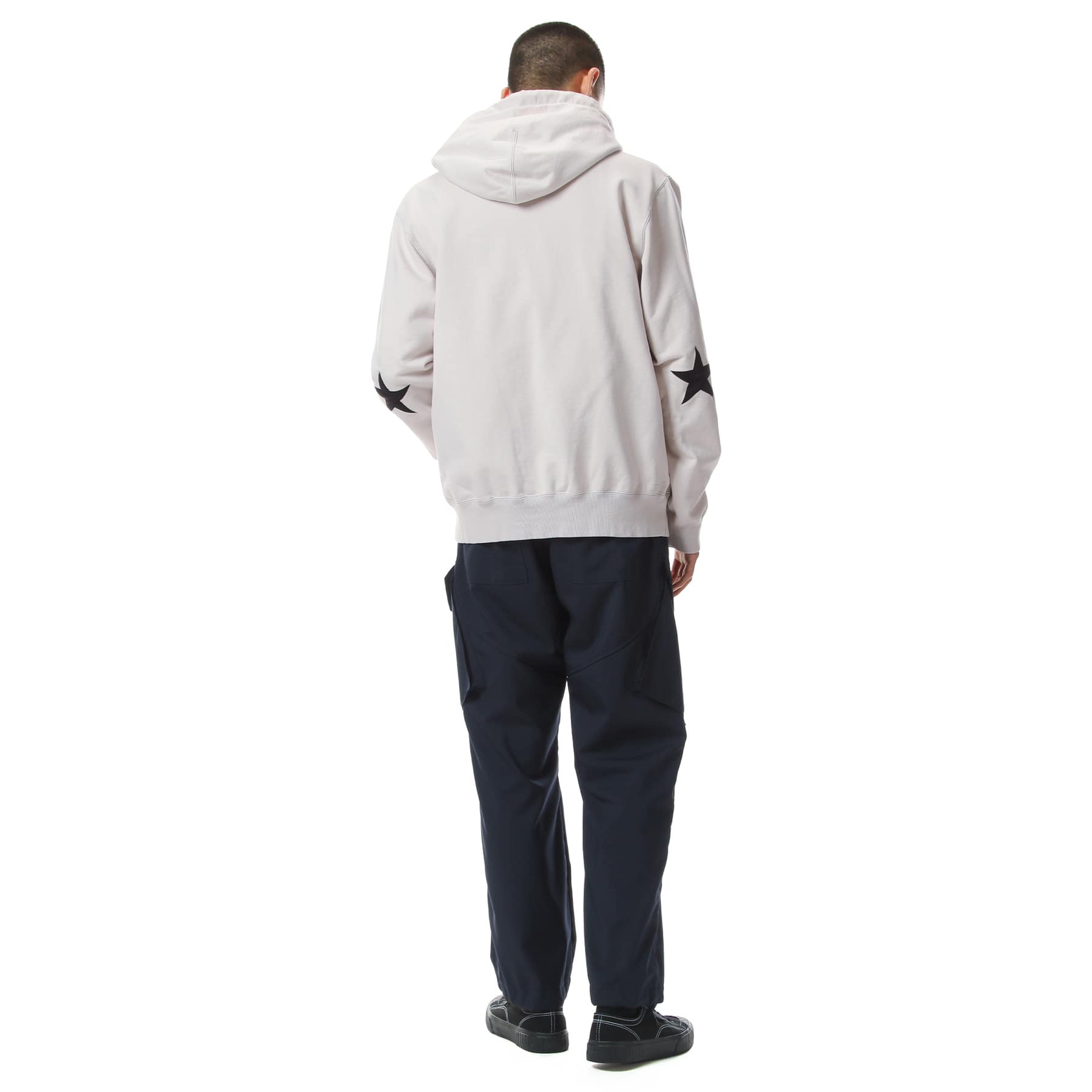 SOPH. | STAR ELBOW PATCHED ZIP UP SWEAT HOODIE(M WHITE):