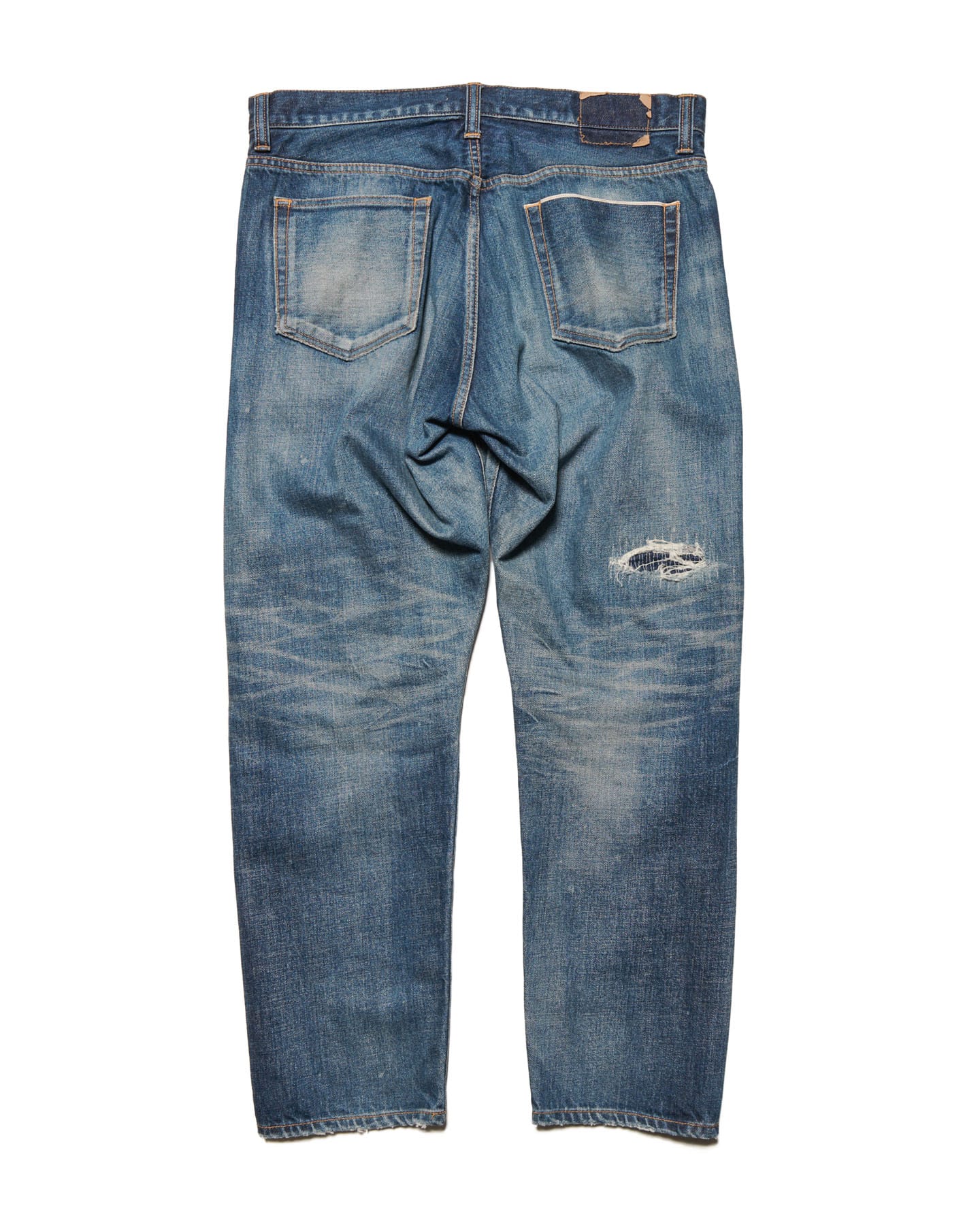 UNIFORM EXPERIMENT リペア加工 DAMAGED DENIM 4 SOPH. | DAMAGED DENIM TAPERED-FIT JEANS(4 (XL) INDIGO):