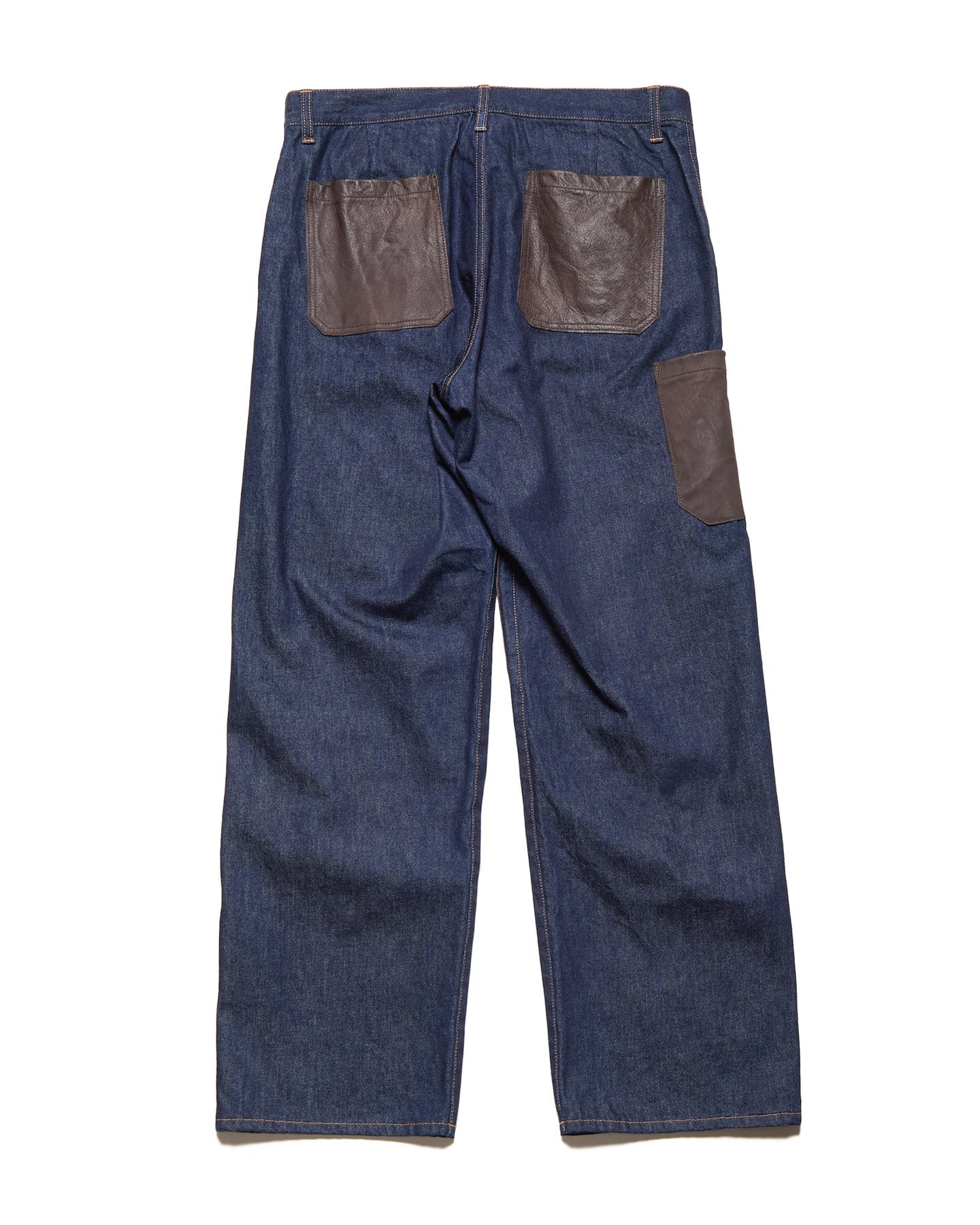 SOPH. | LEATHER DOUBLE KNEE DENIM PAINTER PANTS(5 (XXL) INDIGO):
