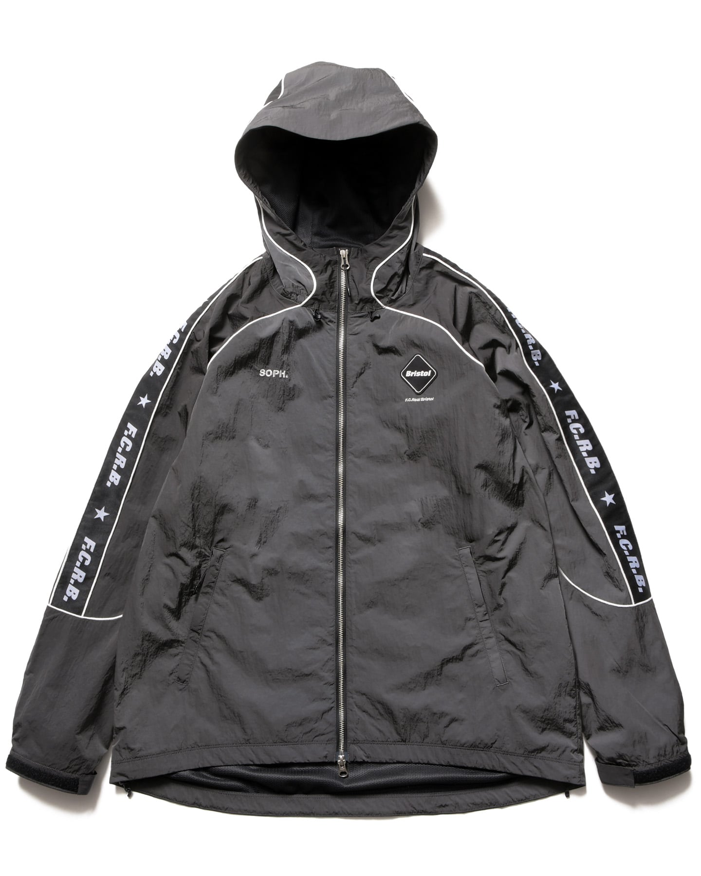 fcrb ジャケット　ほぼ新品 SOPH. | NYLON CHAMBRAY PRACTICE HOODED JACKET(M CHARCOAL GRAY):