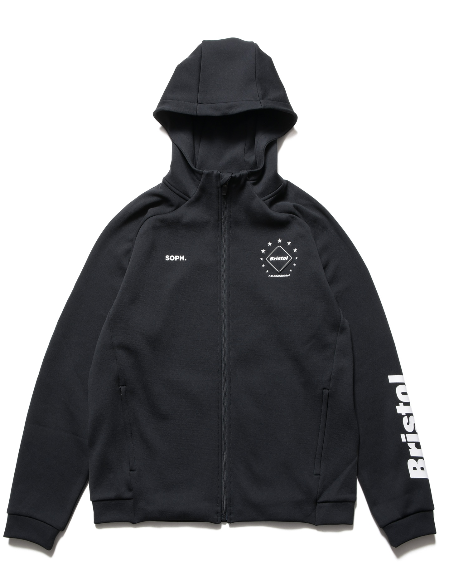 SOPH. | QUARTER KNIT ESSENTIAL ZIP-UP HOODIE(M BLACK):