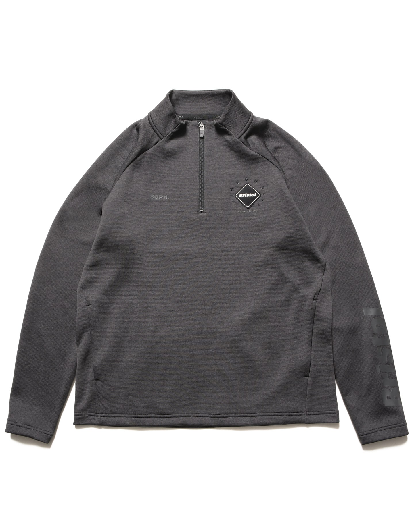 【新品】Bristol QUARTER KNIT ESSENTIAL TOP SOPH. | QUARTER KNIT ESSENTIAL HALF-ZIP TOP(M CHARCOAL GRAY):
