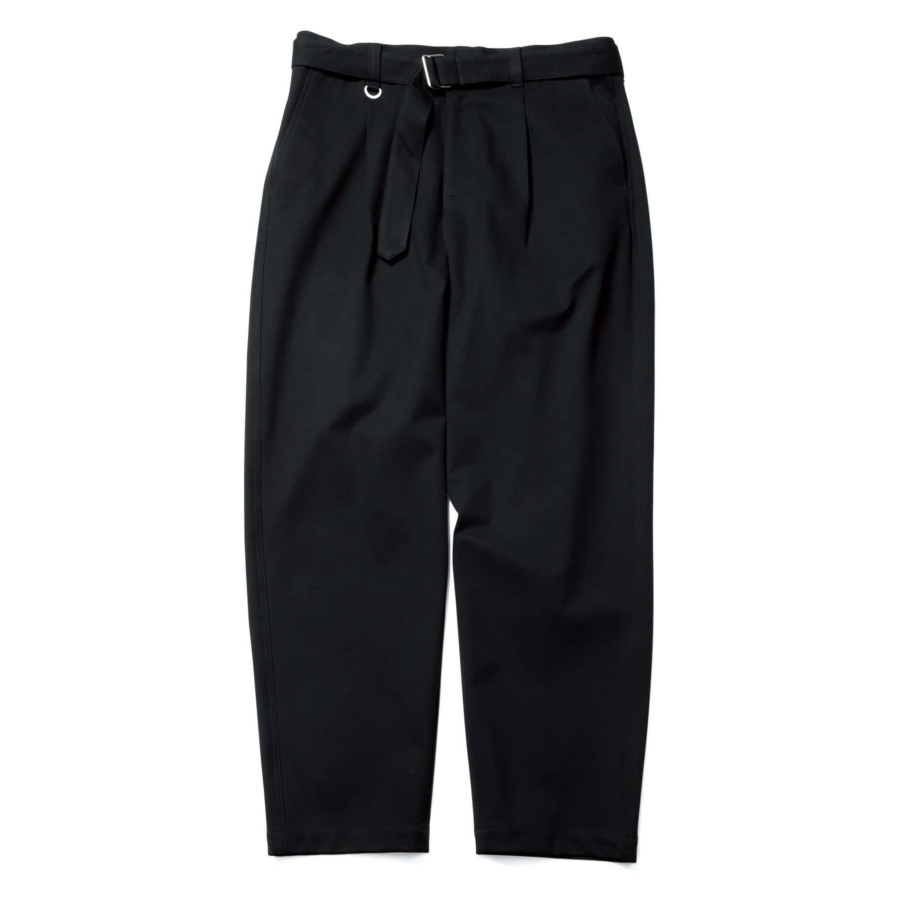 WIDE BELTED BAGGY TUCK TAPERED PANTS(M BLACK) - SOPH.
