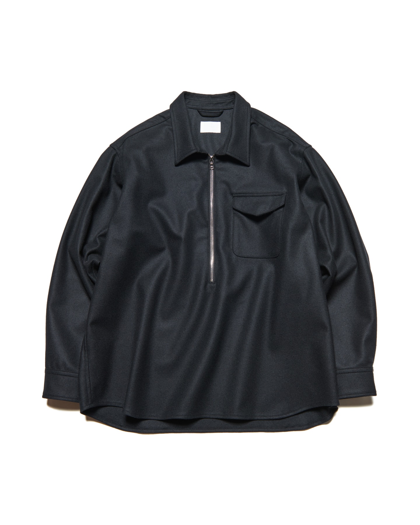 SOPH. | LIGHT MELTON WOOL HALF-ZIP SHIRT(1 (S) BLACK):
