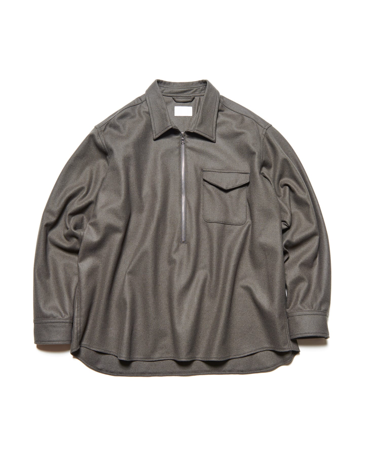 SOPH. | LIGHT MELTON WOOL HALF-ZIP SHIRT(1 (S) CHARCOAL GRAY):