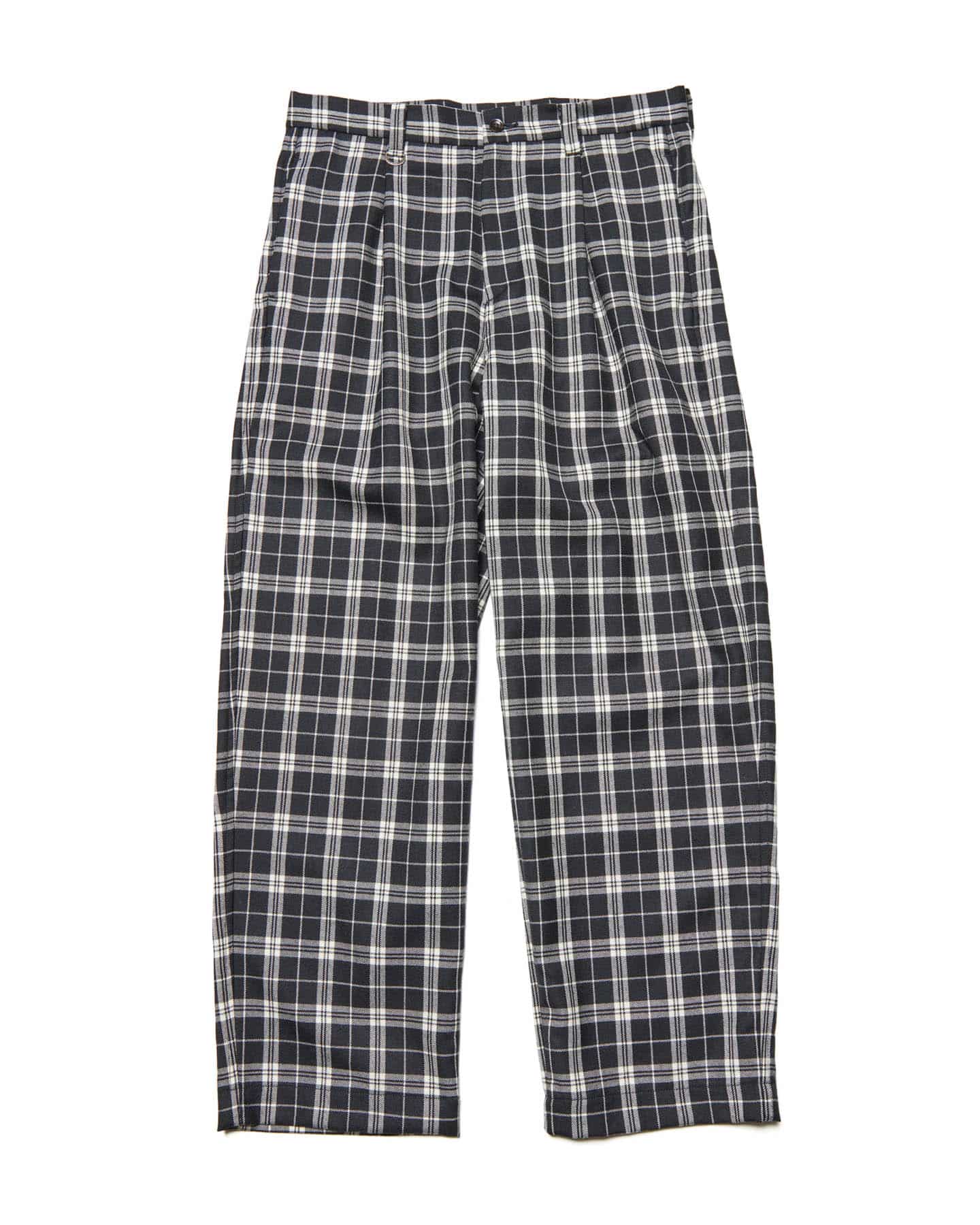 SOPH. | SAXONY WOOL CHECK RELAX-FIT TUCK SLACKS(2 (M) A(BLACK CHECK)):