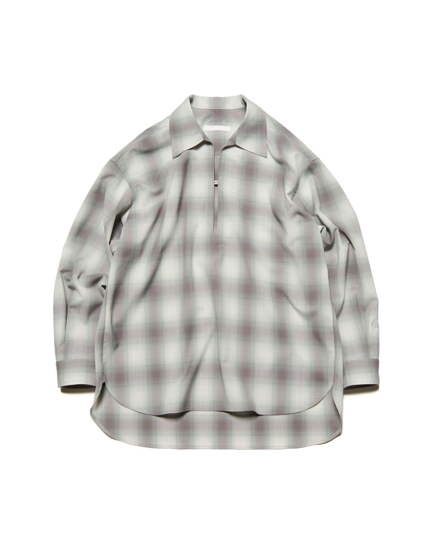SOPH. | HIGH-TWIST OMBRE CHECK SKIPPER SHIRT(4 (XL) GRAY):