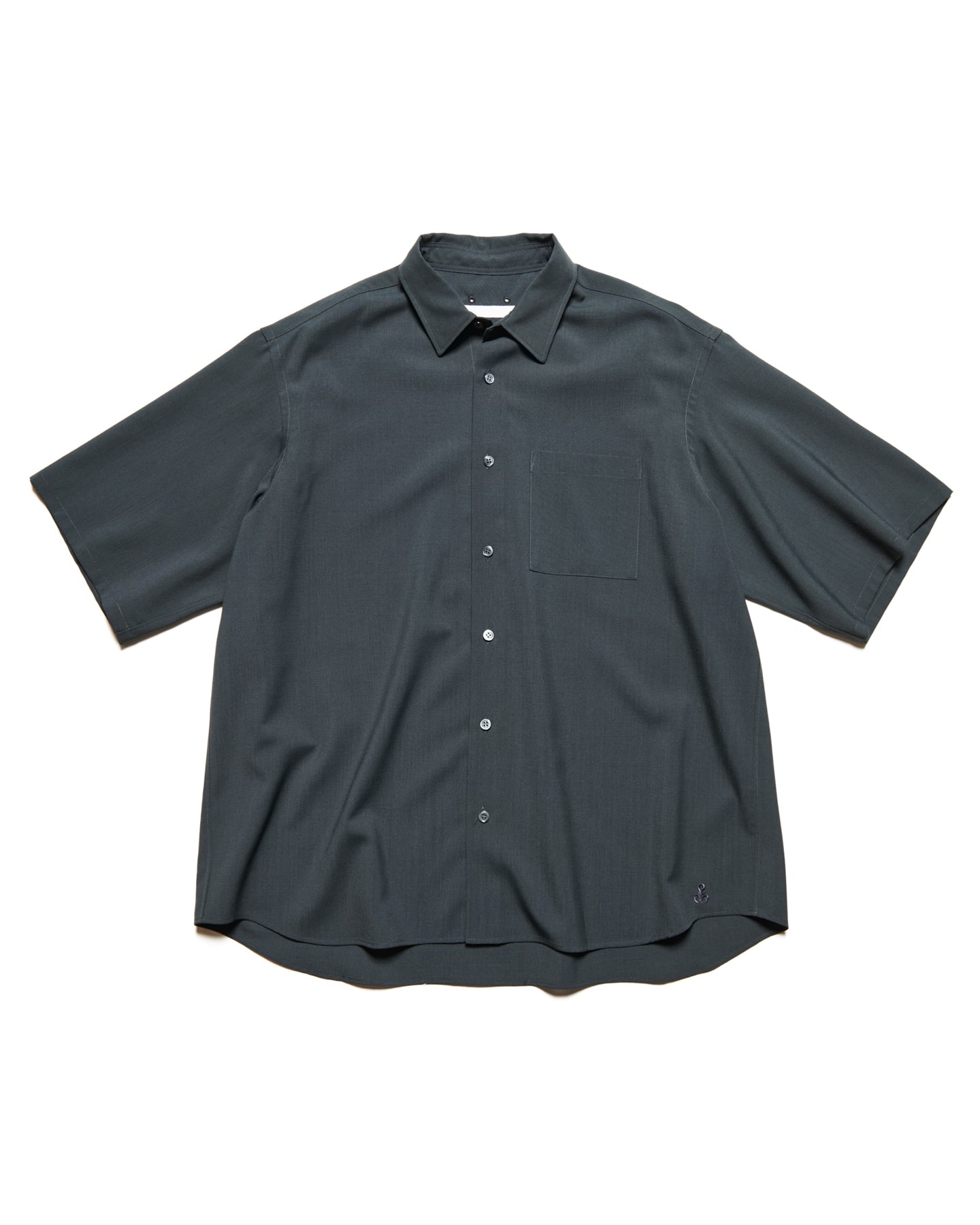 SOPH. | HIGH-TWIST POPLIN RELAX-FIT S/S SHIRT(2 (M) CHARCOAL GRAY):