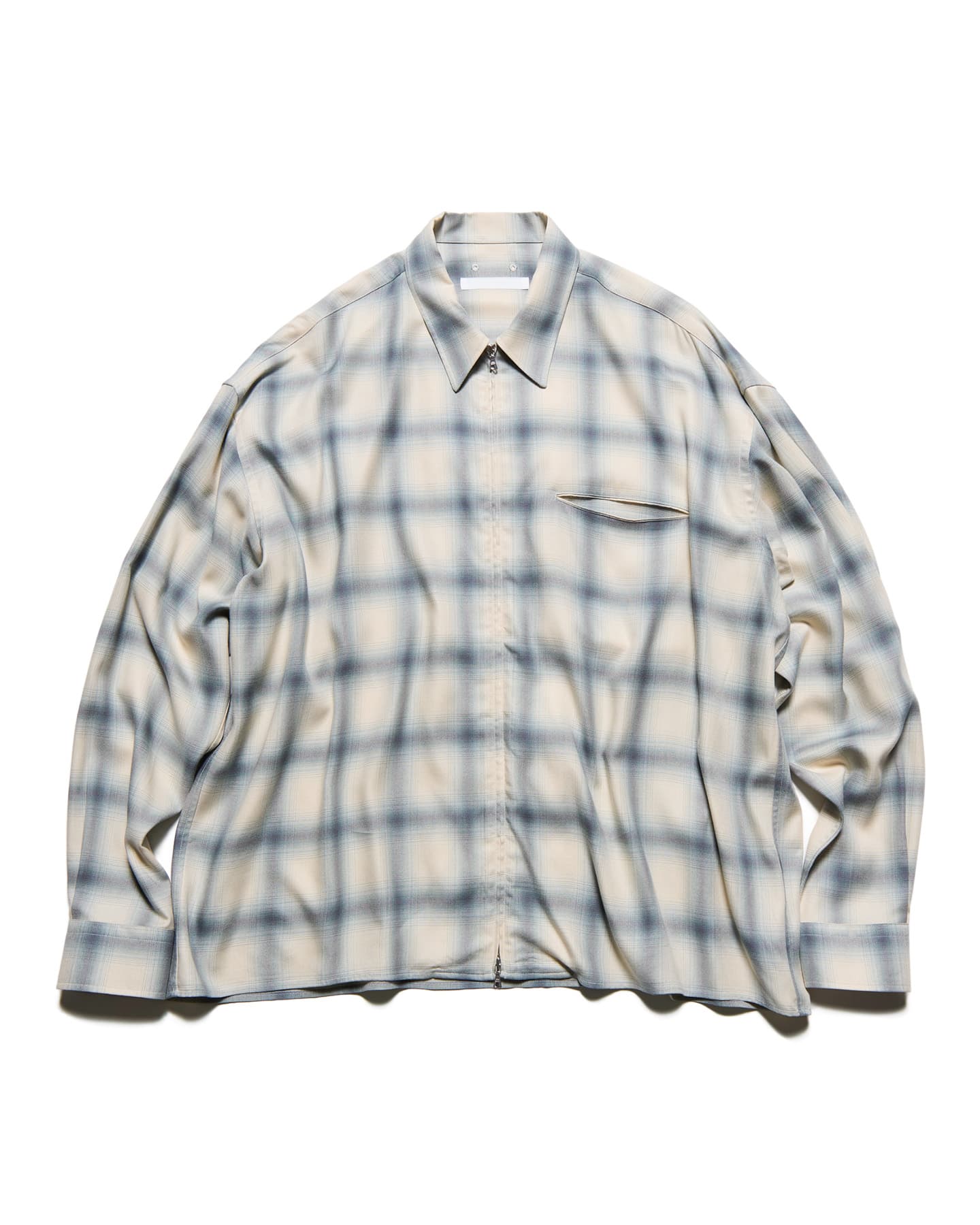 トップス OU SOPH. | DRAPE ZIP-UP SHIRT(4 (XL) OFF WHITE (CHECK)):