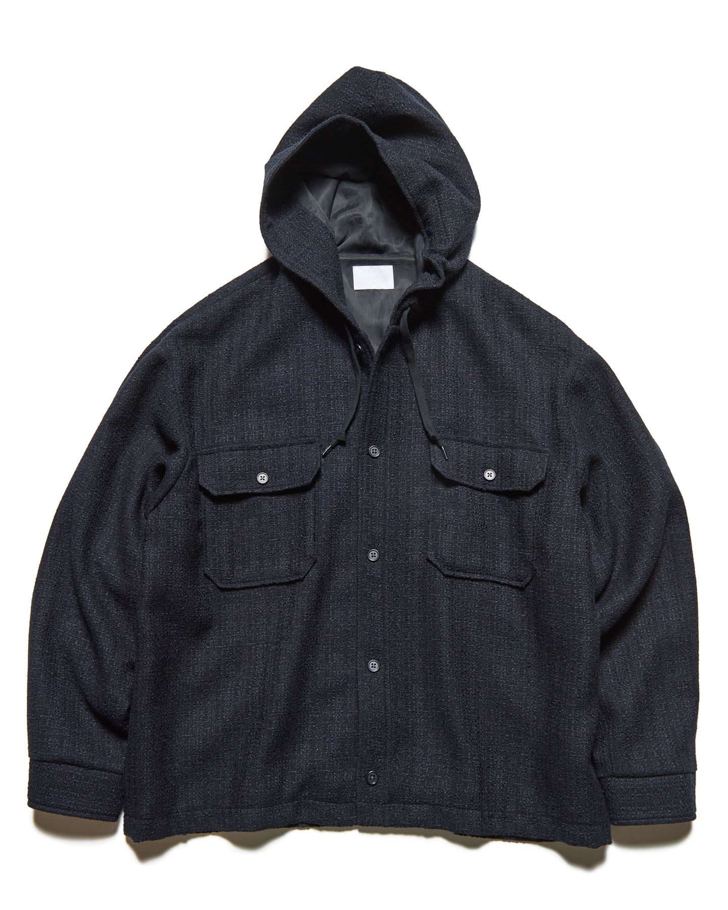 SOPH. | FANCY TWEED HOODED SHIRT(2 (M) A (BLACK / NAVY)):