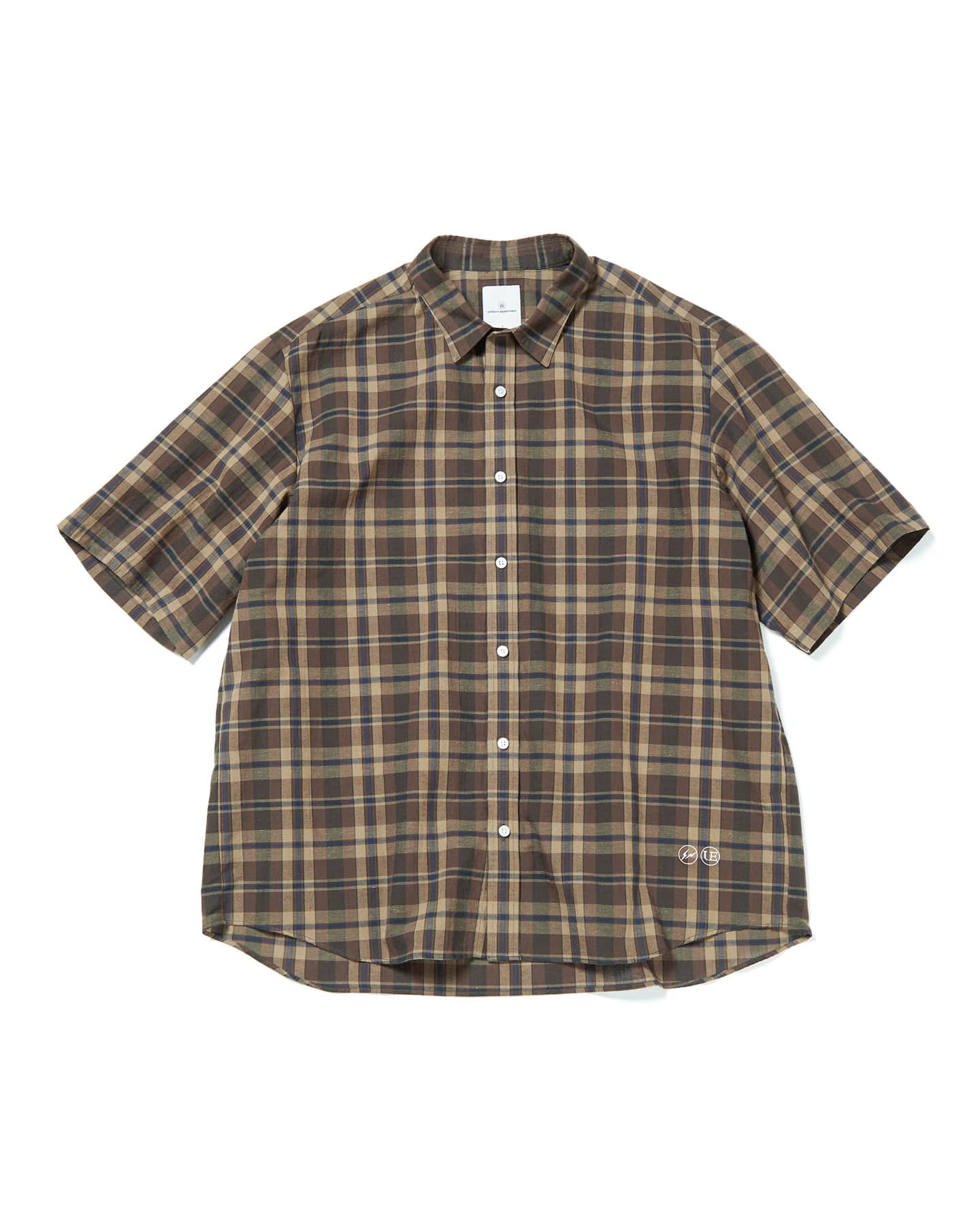 SOPH. | LINEN CHECK S/S SHIRT(2 BROWN):