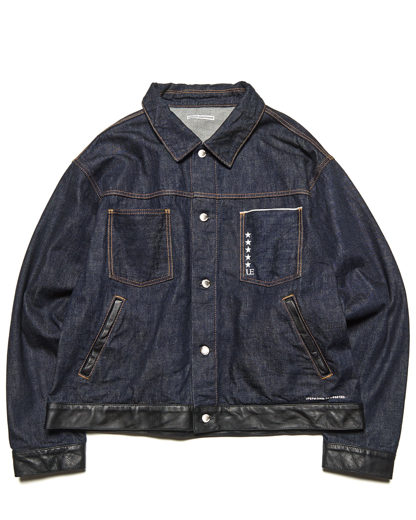 SOPH. | LEATHER ASSEMBLED DENIM TRUCKER JACKET(2 (M) INDIGO):