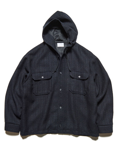 SOPH. | FANCY TWEED HOODED SHIRT(2 (M) A (BLACK / NAVY)):